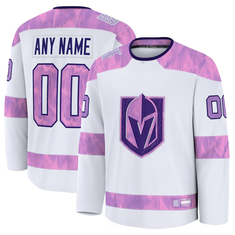 Custom V.Golden Knights Fanatics 2024 Hockey Fights Cancer Practice Jersey - White Stitched American Hockey Jerseys