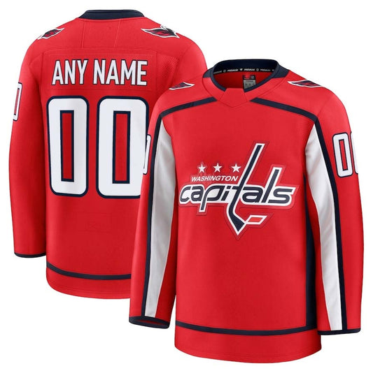 Custom W.Capitals Fanatics Home Premium Jersey - Red Stitched American Hockey Jerseys