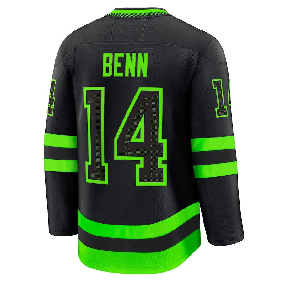 D.Stars #14 Jamie Benn Fanatics Alternate Premium Jersey - Black Stitched American Hockey Jerseys