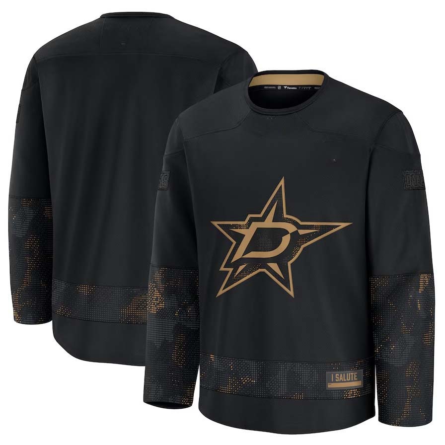 D.Stars Fanatics 2024 Military Appreciation Practice Jersey - Black Stitched American Hockey Jerseys