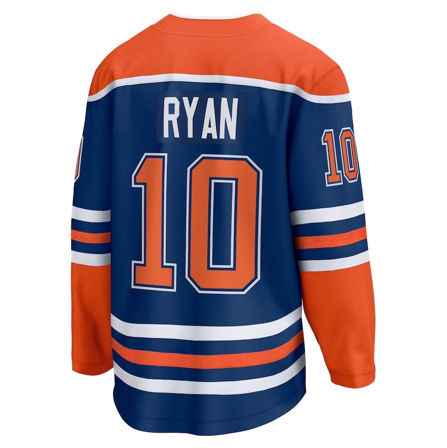 E.Oilers #10 Derek Ryan Fanatics Home Breakaway Jersey - Royal Stitched American Hockey Jerseys