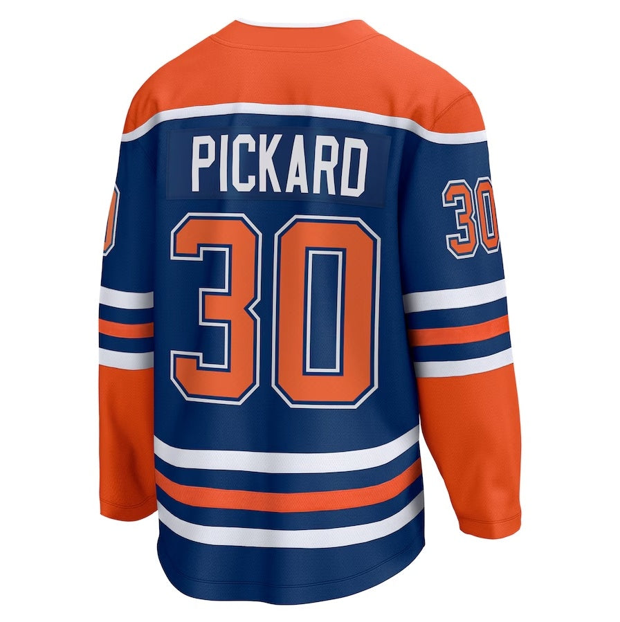 E.Oilers #30 Calvin Pickard Fanatics Home Premier Breakaway Player Jersey - Royal Stitched American Hockey Jerseys