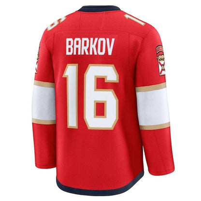 F.Panthers #16 Aleksander Barkov Fanatics Home Premium Jersey - Red Stitched American Hockey Jerseys