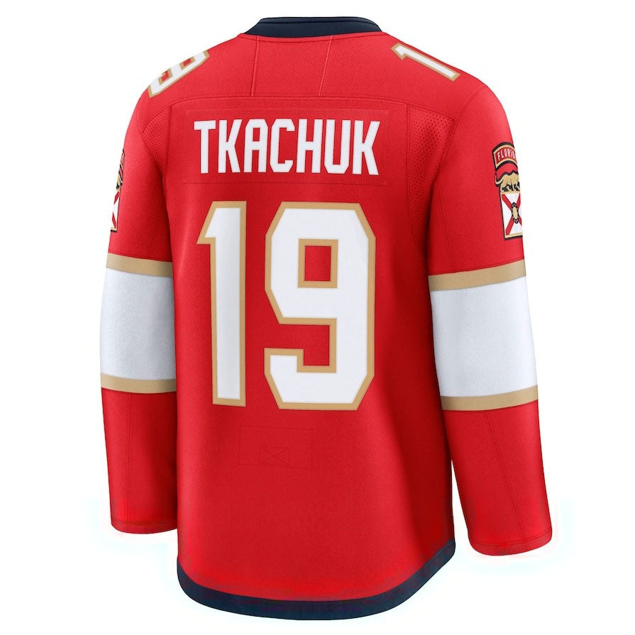 F.Panthers #19 Matthew Tkachuk Fanatics Home Premium Jersey - Red Stitched American Hockey Jerseys
