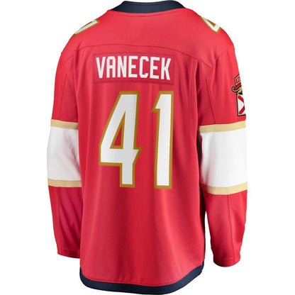 F.Panthers #41 Vitek Vanecek Fanatics Home Breakaway Jersey - Red Stitched American Hockey Jerseys