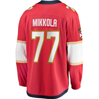 F.Panthers #77 Niko Mikkola Fanatics Premier Breakaway Player Jersey - Red Stitched American Hockey Jerseys