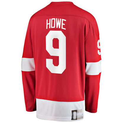 D.Red Wings #9 Gordie Howe Fanatics Branded Premier Breakaway Retired Player Jersey  Red Stitched American Hockey Jerseys