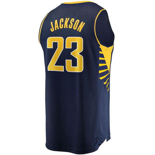 IN.Pacers #23 Isaiah Jackson Fanatics Branded 2021-22 Fast Break Replica Jersey Icon Edition Navy Stitched American Basketball Jersey