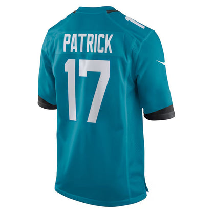 J.Jaguars #17 Tim Patrick Teal Team Game American Football Jersey