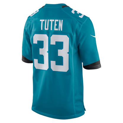 J.Jaguars #33 Bhayshul Tuten Teal Team Game American Football Jersey