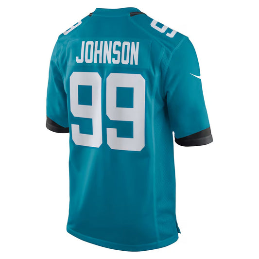 J.Jaguars #99 Austin Johnson Teal Team Game American Football Jersey