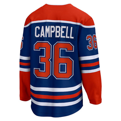 E.Oilers #36 Jack Campbell Fanatics Branded Home Breakaway Player Jersey  Royal Stitched American Hockey Jerseys
