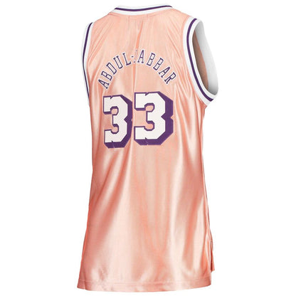 LA.Lakers #33 Kareem Abdul-Jabbar Mitchell & Ness Women's 75th Anniversary Rose Gold 1983 Swingman Jersey Pink Stitched American Basketball Jersey