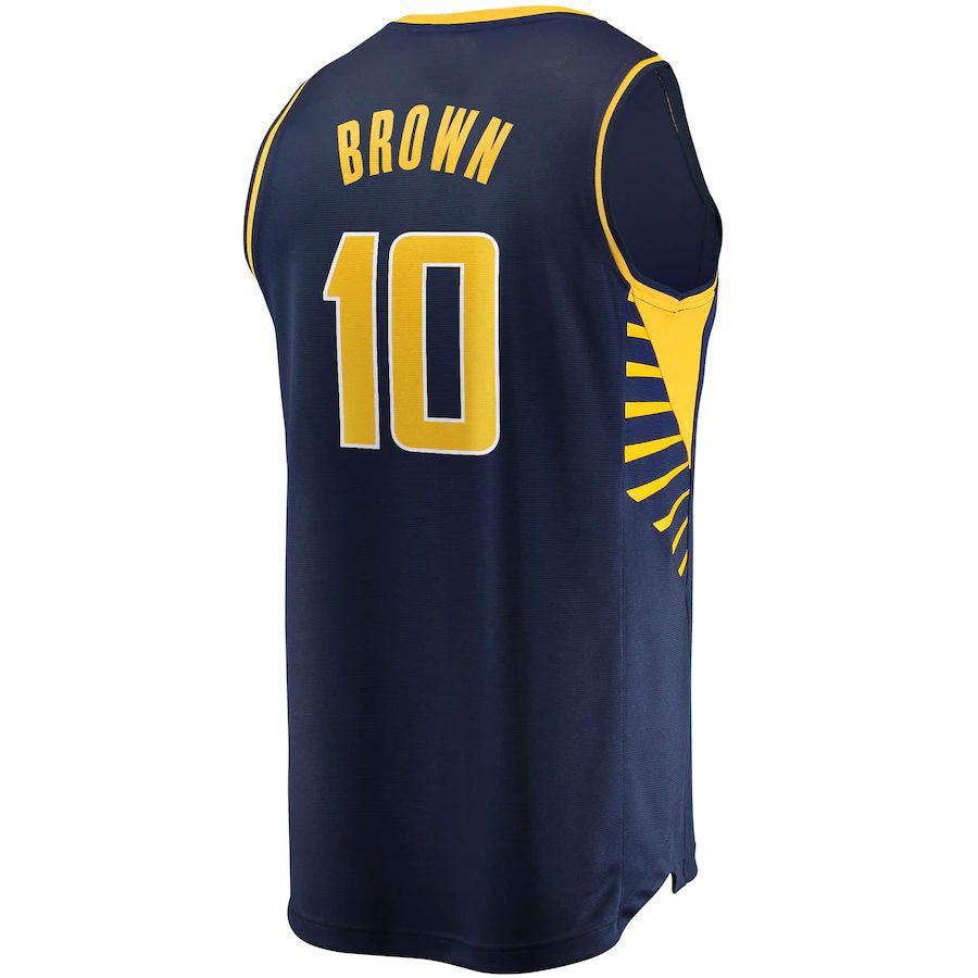 IN.Pacers #10 Kendall Brown Fanatics Branded 2021-22 Fast Break Replica Jersey Icon Edition Navy Stitched American Basketball Jersey