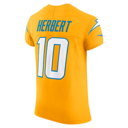 LA.Chargers #10 Justin Herbert Gold Alternate Charger Power Vapor F.U.S.E. Elite Stitched American Football Jerseys