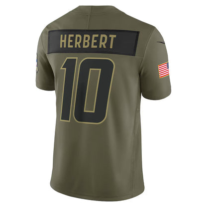 LA.Chargers #10 Justin Herbert Olive 2025 Salute to Service Limited Stitched American Football Jerseys