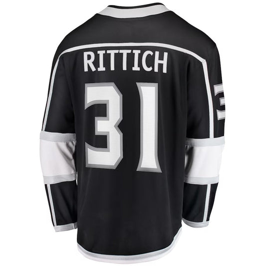 LA.Kings #31 David Rittich Fanatics Home Premier Breakaway Player Jersey - Black Stitched American Hockey Jerseys
