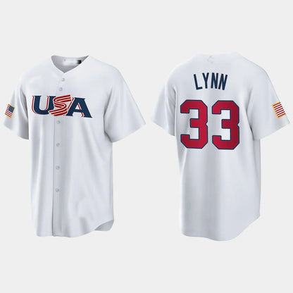 #33 LANCE LYNN CHICAGO WHITE SOX 2023 WORLD BASEBALL CLASSIC USA REPLICA JERSEY ?¡ìC WHITE Stitches Baseball Jerseys