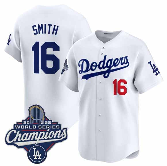 Los Angeles Dodgers #16 Will Smith White 2025 Champions Stitched Baseball Jersey