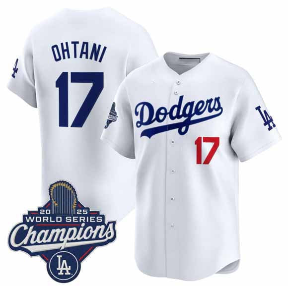 Los Angeles Dodgers #17 Shohei Ohtani White 2025 Champions Stitched Baseball Jersey