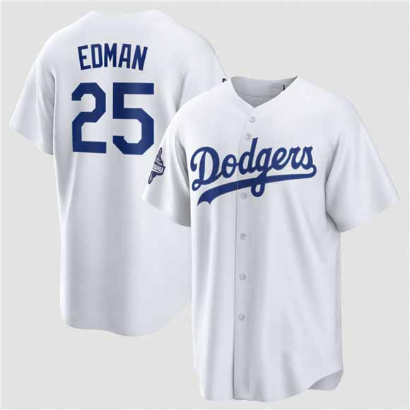 Los Angeles Dodgers #25 Tommy Edman White 2025 World Series Champions Stitched Baseball Jersey