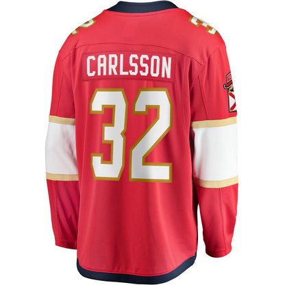 F.Panthers #32 Lucas Carlsson Fanatics Branded Home Breakaway Player Jersey Red Stitched American Hockey Jerseys