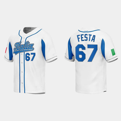 #67 MATT FESTA ITALY BASEBALL 2023 WORLD BASEBALL CLASSIC JERSEY ¨C WHITE Stitches Baseball Jerseys