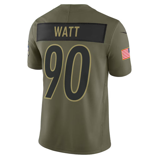 P.Steelers #90 T.J. Watt Olive 2025 Salute to Service Limited Stitched American Football Jerseys