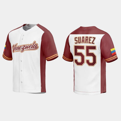 #55 RANGER SUAREZ VENEZUELA BASEBALL 2023 WORLD BASEBALL CLASSIC REPLICA JERSEY ¨C WHITE Stitches Baseball Jerseys