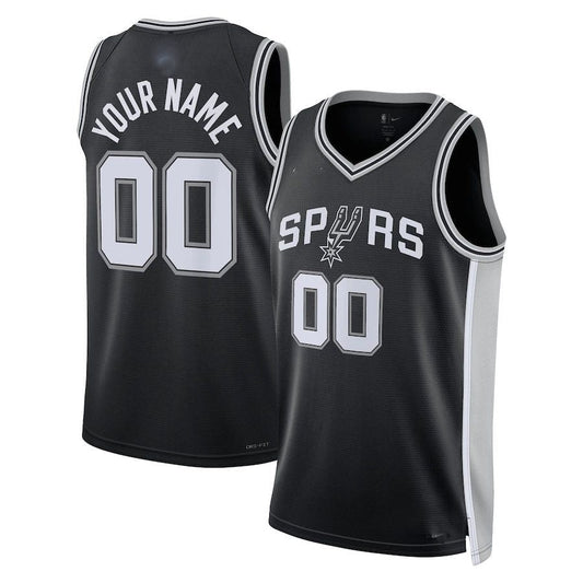 Custom S.Antonio Spurs Unisex  Swingman Custom Jersey Black Icon Edition Stitched Basketball Jersey