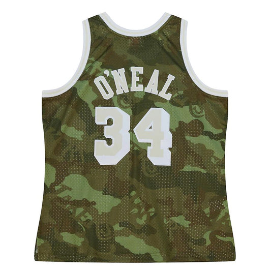 LA.Lakers #34 Shaquille O'Neal Mitchell & Ness Unisex Hardwood Classics 1996-97 Ghost Green Swingman Jersey Camo Stitched American Basketball Jersey