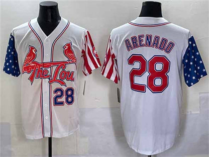 St. Louis Cardinals #28 Nolan Arenado White Independence Day Vapor Premier Limited Stitched Baseball Jersey
