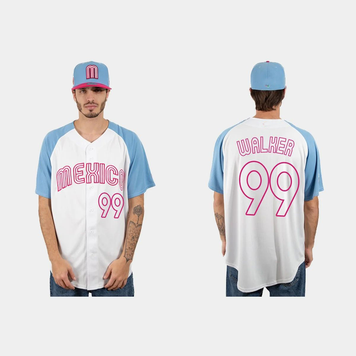 #99 TAIJUAN WALKER MEXICO BASEBALL 2023 WORLD BASEBALL CLASSIC JERSEY ¨C WHITE BLUE Stitches Baseball Jerseys