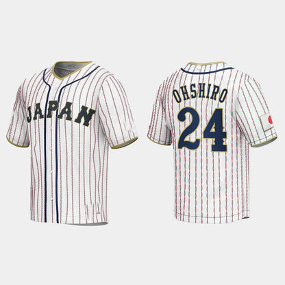 #24 TAKUMI OHSHIRO JAPAN BASEBALL 2023 WORLD BASEBALL CLASSIC JERSEY ¨C WHITE Stitches Baseball Jerseys