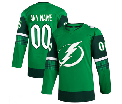 Custom TB.Lightning 2023 St. Patrick's Day Primegreen Authentic Jersey - Kelly Green Stitched American Hockey Jerseys