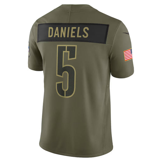 W.Commanders #5 Jayden Daniels Olive 2025 Salute to Service Limited Stitched American Football Jerseys